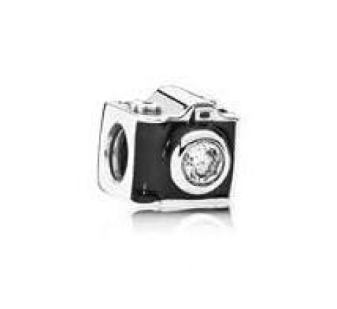 CHARMS PANDORA 791709CZ PLATA CAMARA FOTOS ESMALTE NEGRO