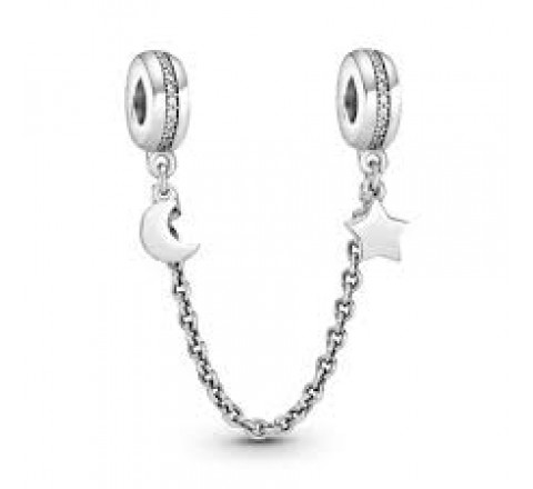 CADENA SEGURIDAD PANDORA 797512CZ-05 PLATA LUNA Y ESTRELLA