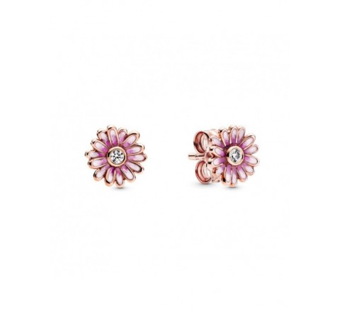 PENDIENTES PANDORA 288773C01 PLATA ROSADA FLOR ESMALTE ROSA
