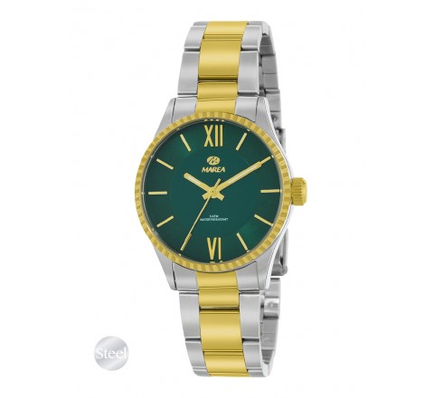 RELOJ MAREA CAJA Y ARMIS ACERO BICOLOR ESFERA VERDE B36190/5