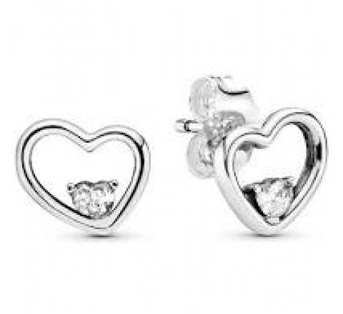PENDIENTE PANDORA 297813 PLATA CORAZON SILUETA CIRCONITA