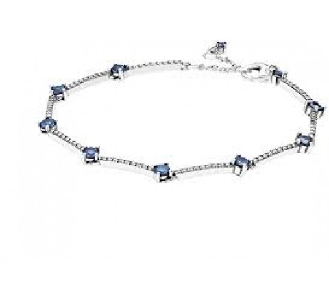 PULSERA PANDORA 599217C01-18 PLATA CIRCONITAS BLANCAS Y AZUL