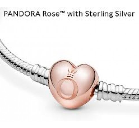 PULSERA PANDORA 580719-18 PLATA BROCHE CORAZON ROSADO