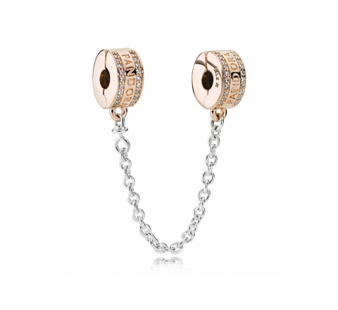 CADENA SEGURIDAD PANDORA 782057CZ-05 PLATA BICOLOR ROSADA