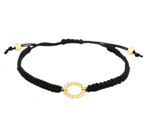 PULSERA RADIANT CORDON NEGRO MOTIVO PLATA DORADA RY000021