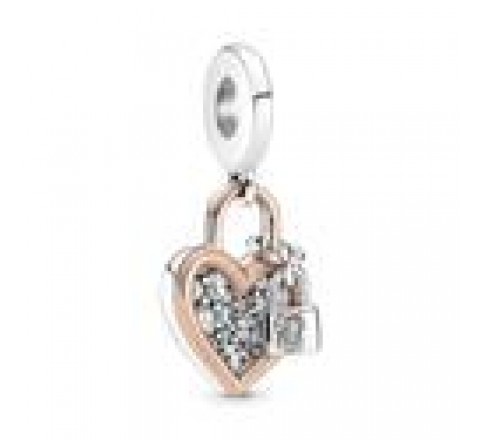 CHARMS PANDORA PLATA BICOLOR CANDADO CORAZON 780087C01