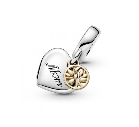 CHARMS PANDORA PLATA BICOLOR DORADO CORAZON MAMA 799366C00