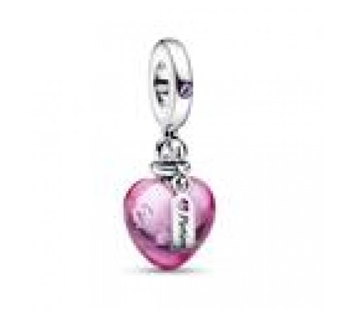 CHARM PANDORA PLATA CRISTAL MURANO ROSA POCION 792509C01