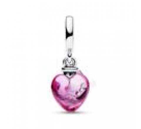 CHARM PANDORA PLATA CRISTAL MURANO ROSA POCION 792509C01