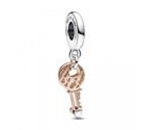 CHARM PANDORA PLATA BICOLOR LLAVE Y CORAZON 782510C00