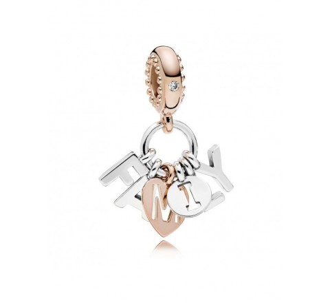 CHARMS PANDORA BICOLOR PLATA ROSADO FAMILY 787785CZ