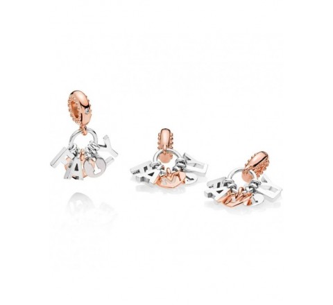 CHARMS PANDORA BICOLOR PLATA ROSADO FAMILY 787785CZ