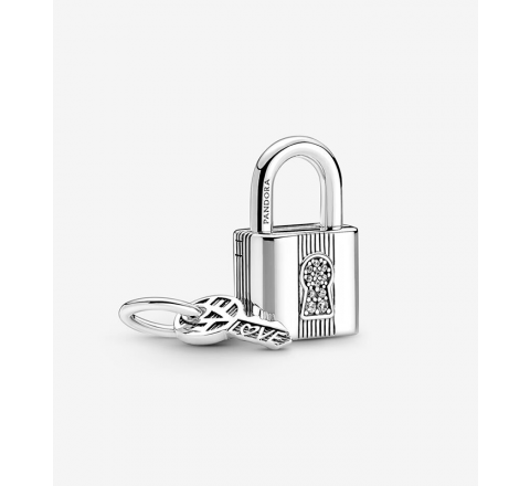 CHARMS PANDORA PLATA CANDADO Y LLAVE CIRCONITAS 790088C01