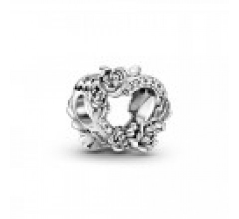 CHARM PANDORA PLATA CORAZON ABIERTO Y FLORES ROSAS 799281C01