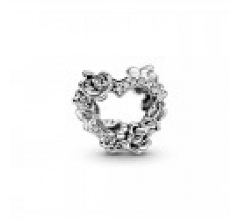 CHARM PANDORA PLATA CORAZON ABIERTO Y FLORES ROSAS 799281C01