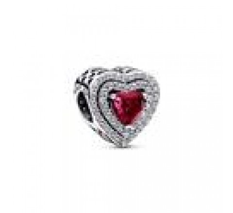 CHARM PANDORA PLATA CORAZON NIVELADO ROJO BRILLANT 799218C02