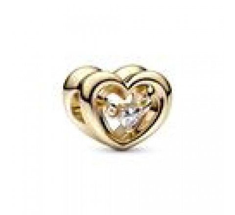 CHARM PANDORA PLATA DORADA CORAZON Y CIRCONITA 762493C01