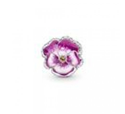 CHARM PANDORA PLATA FLOR PENSAMIENTO ROSA 790777C01