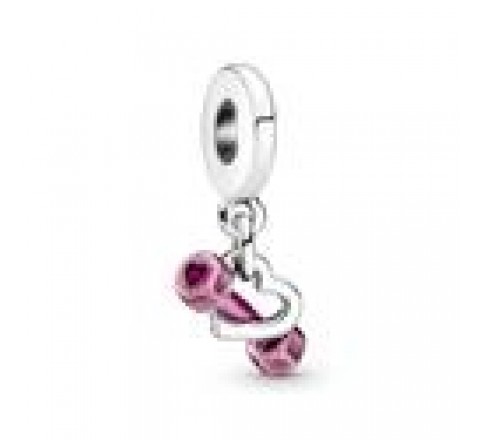 CHARMS PANDORA PLATA MANCUERNAS ROSA CORAZON 799545C01