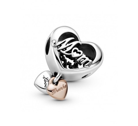 CHARMS PANDORA PLATA BICOLOR CORAZON MAMA 789372C00