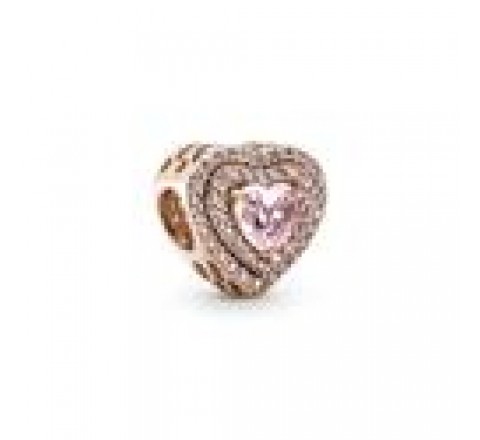 CHARMS PANDORA PLATA ROSADA CORAZON CIRCONITA ROSA 789218C01