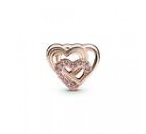 CHARMS PANDORA PLATA ROSADA TRES CORAZONES 789529C01