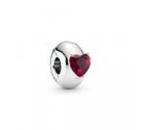 CLIP SEPARADOR PANDORA PLATA CORAZON ROJO 799203C01