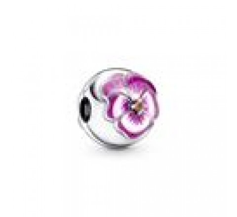 CLIP-SEPARADOR PANDORA PLATA FLOR PENSAMIENTO ROSA 790772C01