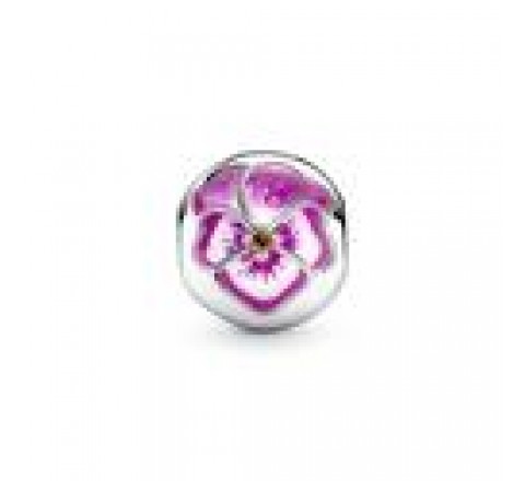 CLIP-SEPARADOR PANDORA PLATA FLOR PENSAMIENTO ROSA 790772C01