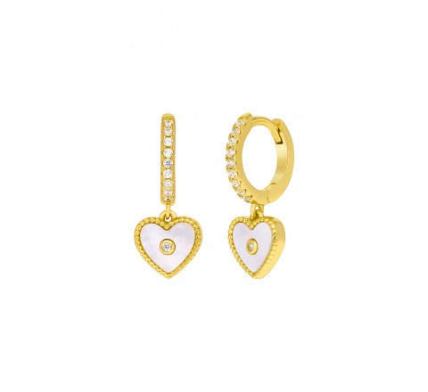 PENDIENTES MAREA PLATA DORADA ARO CORAZON NACAR D02301/AB