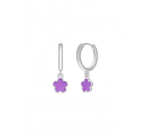 PENDIENTES PLATA ARO CON FLOR ESMALTADA D02401/AC