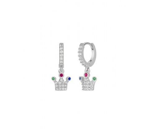 PENDIENTES MAREA PLATA ARO CORONA CIRCONITAS D02401/AR