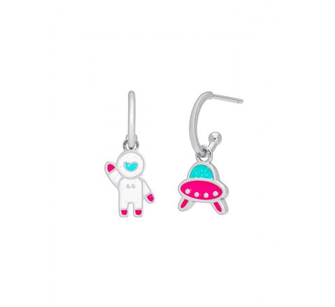 PENDIENTES MAREA PLATA ARO ASTRONAUTA Y NAVE COLOR D02401/BM