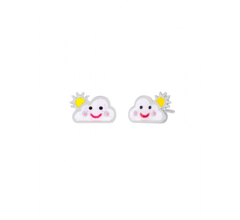 PENDIENTES MAREA PLATA NUBE CON SOLO CON COLOR D02401/BQ