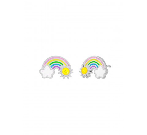 PENDIENTES MAREA PLATA ARCOIRIS CON COLOR D02401/BS