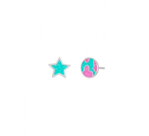 PENDIENTES MAREA PLATA ESTRELLA Y MUNDO COLOR D02401/BT