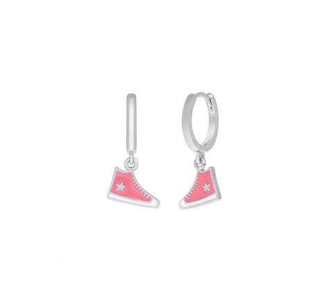 PENDIENTES MAREA PLATA ARO CON ZAPATILLA ROSA D03001/BA