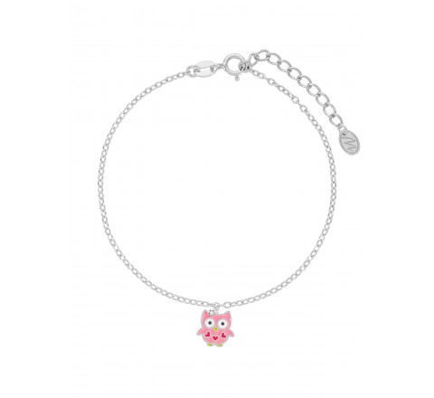 PULSERA MAREA PLATA BUHO ESMALTE ROSA D03003/AH