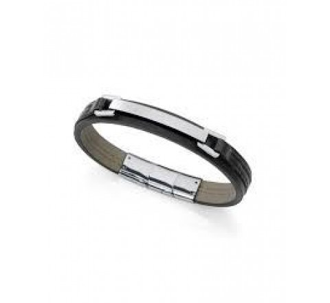 PULSERA VICEROY ACERO Y PIEL NEGRA 75378P01010