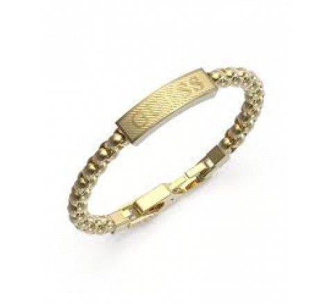 PULSERA GUESS ACERO DORADO CON PLACA JUMB03028JWYGS