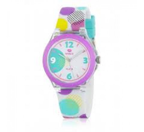 RELOJ MAREA CAJA CON BISEL LILA CORREA SILICONA B35355/12