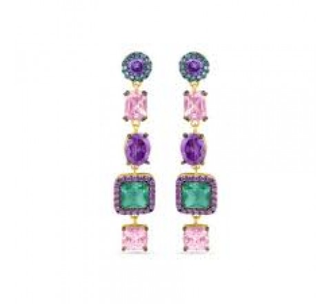 PENDIENTES LUXENTER PLATA DORADA PIEDRAS COLOR EXA499Y2000