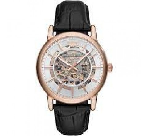 RELOJ EMPORIO ARMANI CAJA ACERO ROSADO CORREA NEGRA AR60007