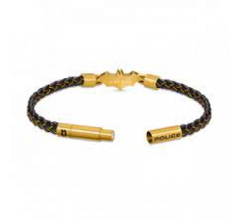 PULSERA POLICE BATMAN CUERO Y ACERO DORADO PEAGB0034702