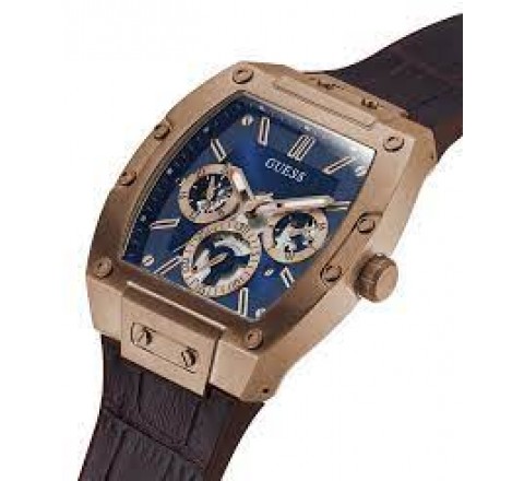 RELOJ GUESS CAJA ACERO CHAPADO SILICONA MARRON GW0202G2