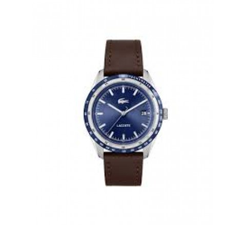 RELOJ LACOSTE CAJA ACERO CORREA PIEL MARRON 2011310