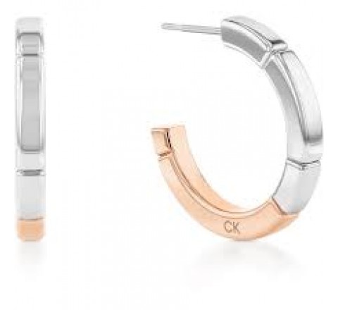 PENDIENTES CALVIN KLEIN ACERO BICOLOR ROSADO AROS 35000457