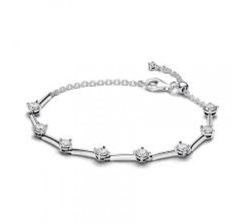 PULSERA PANDORA PLATA BARRAS Y CIRCONITAS 18CM 593009C01-18