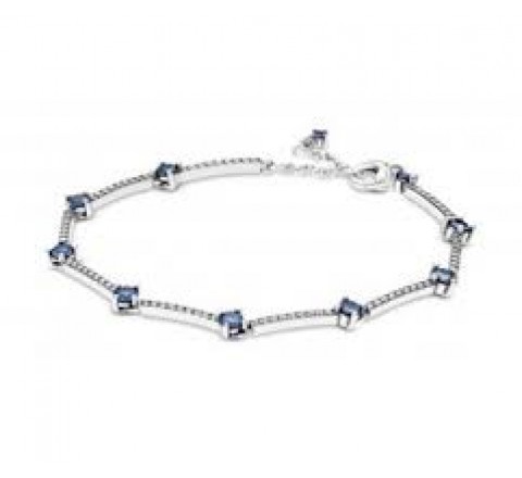 PULSERA PANDORA PLATA CIRCONITAS BLANCAS Y AZUL 599217C01-20