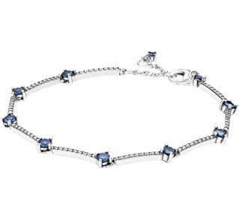 PULSERA PANDORA PLATA CIRCONITAS BLANCAS Y AZUL 599217C01-20